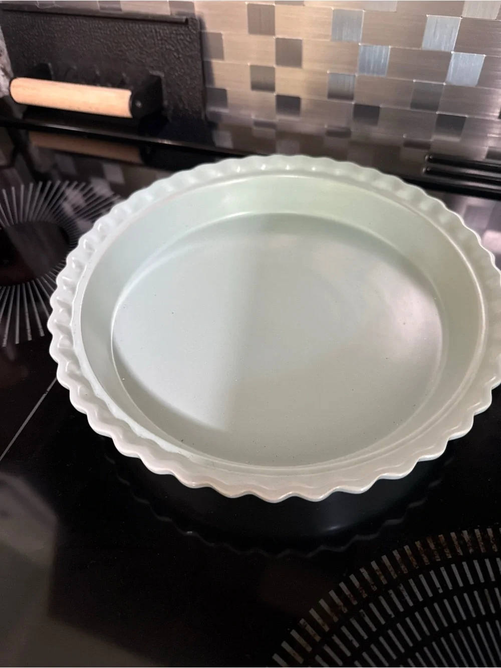 Ciroa Mint Green Pumpkin Covered Serving Dish with Bronze Stem